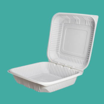 Clamshell de Fécula de Maíz Biodegradable sin Divisiones Blanco 6×6 cm, 200 piezas por caja