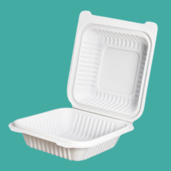 Clamshell de Fécula de Maíz Biodegradable sin Divisiones 8×8 cm, 200 piezas por caja